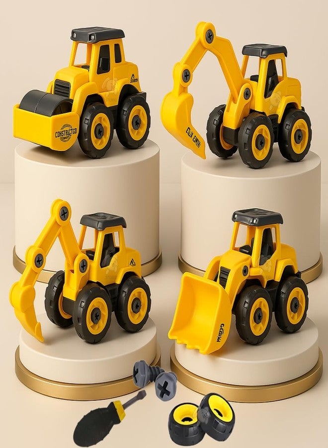 Space Enterprises Mechanical DIY Construction Engineering Car Toy Set of 4 | Building Sandbox Toys Truck, Birthday Gifts for Boys 2 3 4 5 6 Year Old - Set of 4 - Image 1
